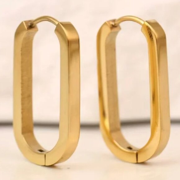 Anthropologie Jewelry - NWT18k Gold plated modern hoop earrings